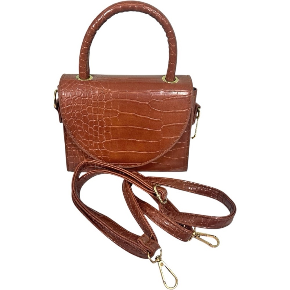 Chic Crocodile Pattern Mini Bag in Rich Brown